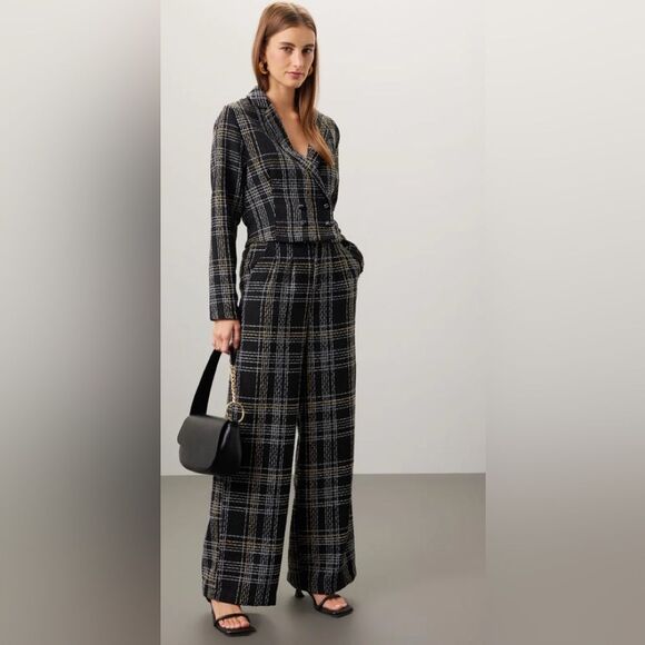 Slate & Willow Jacket Coat Cardigan  Black Tweed Business Cocktail Preppy L - Picture 5 of 8